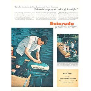1956 Evinrude Fastwin 15hp Outboard Motor Vintage Print Ad Family Boating Boat